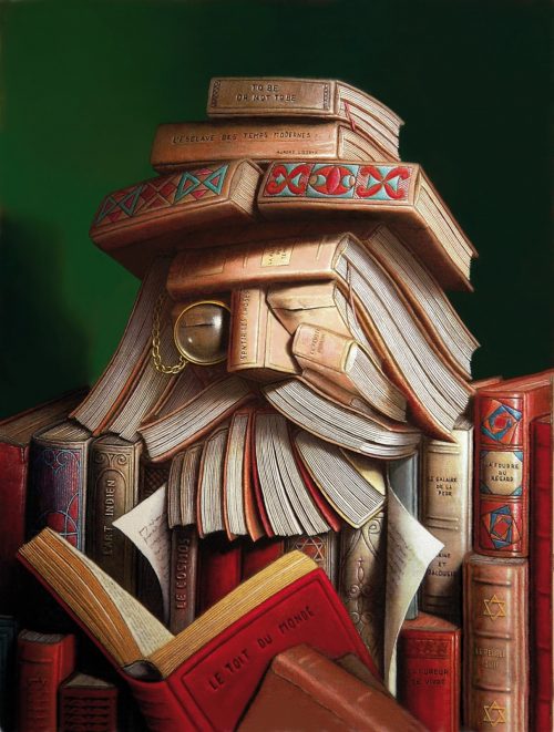 The librarian André Martins de Barros painting